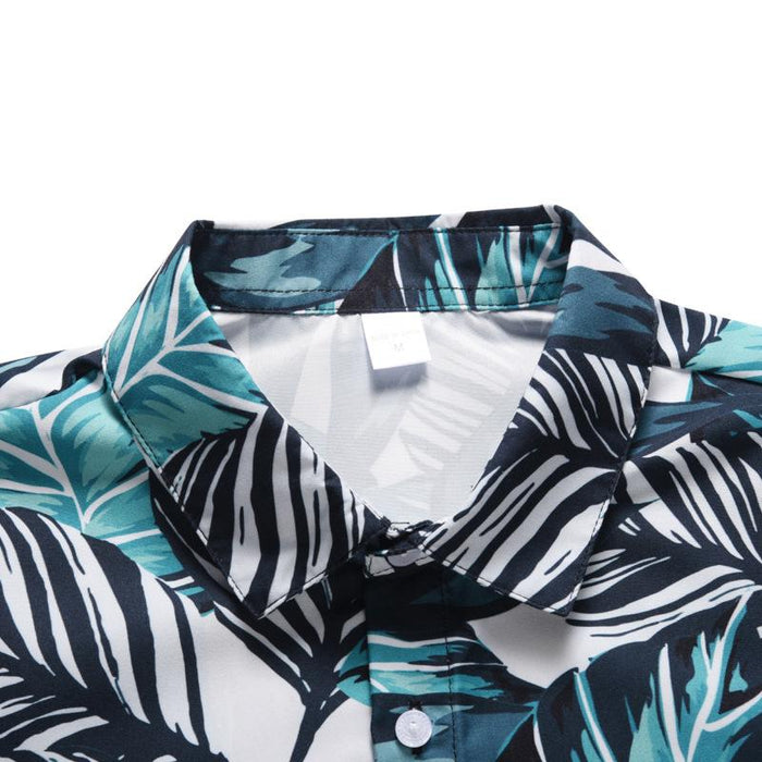 Men'S Casual Printed Lapel Short Sleeve Shirt
