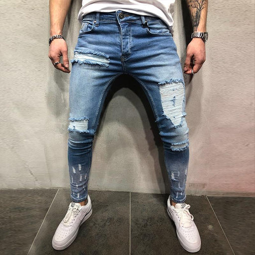 Men's Casual Fashion Slim Hole Jeans