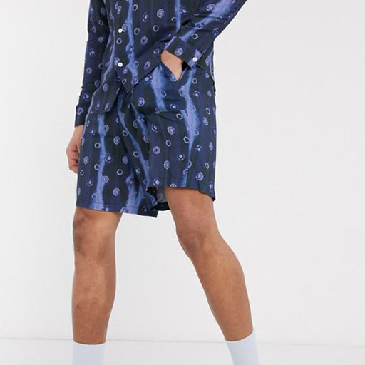 Men Printed Stripes Loose Two-Piece Suit