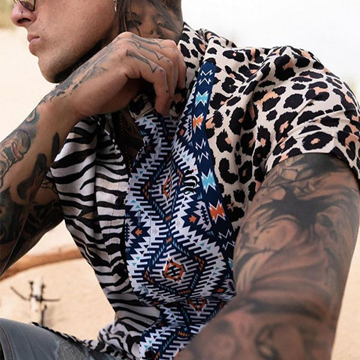 Fashion Leopard Print Short Sleeve Shirt