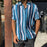 Men Striped Print Short Sleeves Shirt