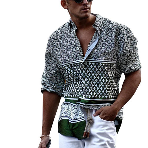 Men'S Fashion Temperament Printed Short-Sleeved Shirt
