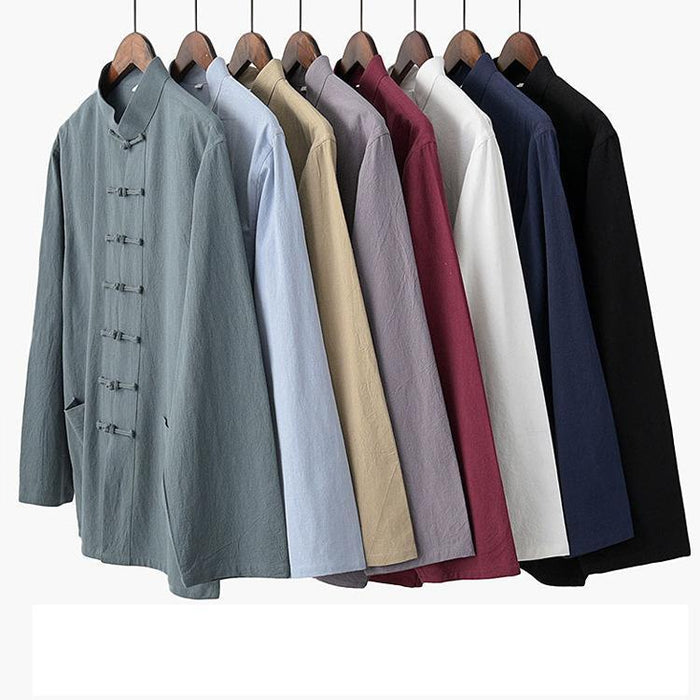 Casual Men's Tang Suits Long Sleeve Tops & Pants Two-pieces Chinese Style