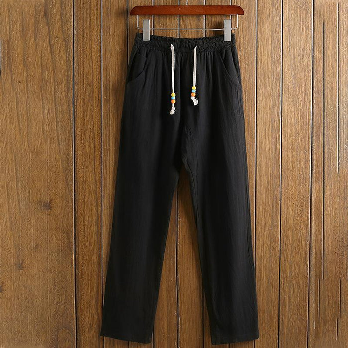 Chinese Man Style Tax Two Short Sleeve Buckle T-shirt + Trousers Two Pieces Random