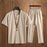 Chinese Man Style Tax Two Short Sleeve Buckle T-shirt + Trousers Two Pieces Random