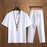 Chinese Man Style Tax Two Short Sleeve Buckle T-shirt + Trousers Two Pieces Random