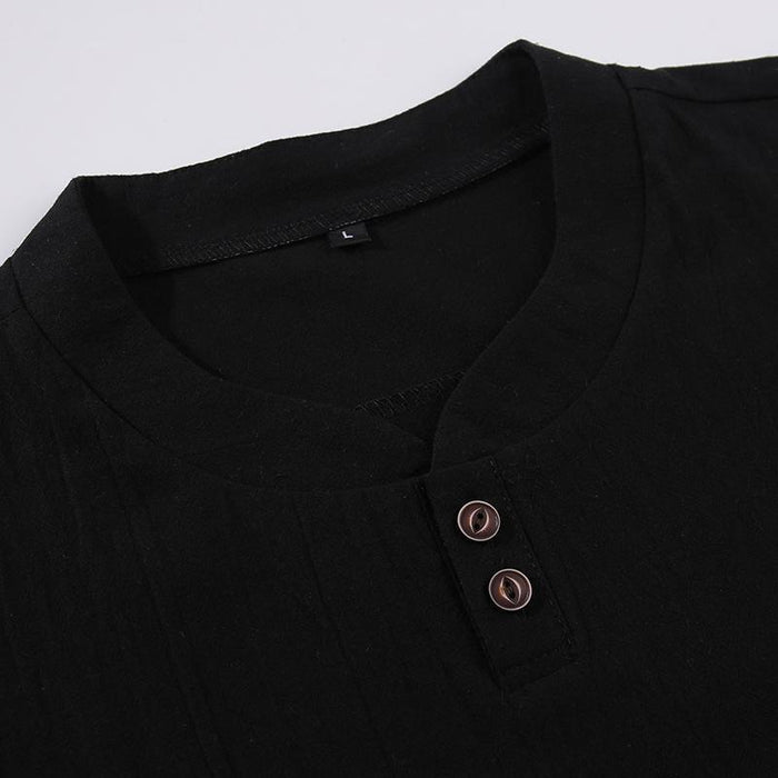 Chinese Man Style Tax Two Short Sleeve Buckle T-shirt + Trousers Two Pieces Random