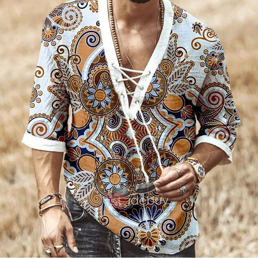 Lace-Up Printed Shirt