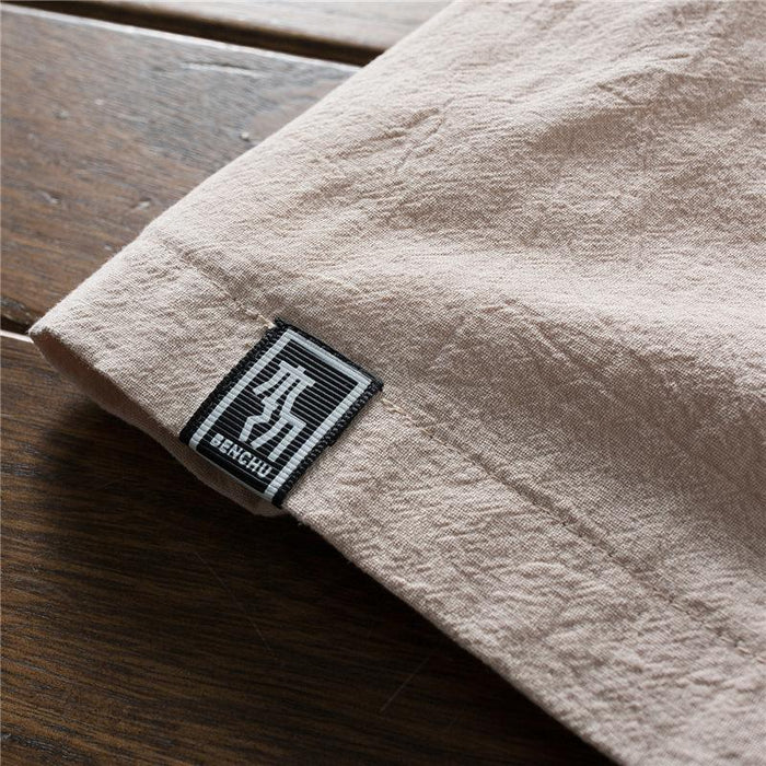 Men's Cotton Linen Short-sleeved T-shirt Shorts Summer Casual Outdoor Sports Set
