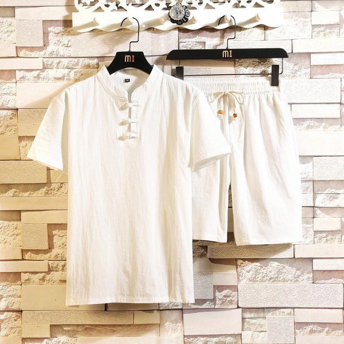 Men's Short-sleeved T-shirt Shorts Suit Chinese Style Comfort Casual Two-piece