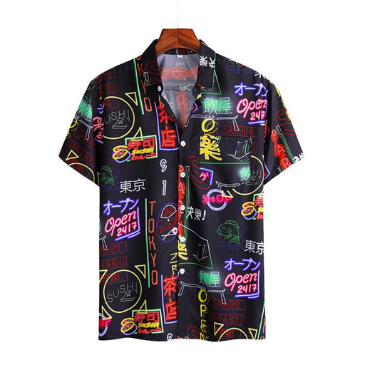 Men'S Neon Printed Short-Sleeved Shirt