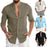 Men'S Linen Button Stand Collar Long Sleeve Shirt