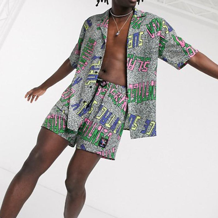Men'S Summer Colorblock Striped Loose Suit
