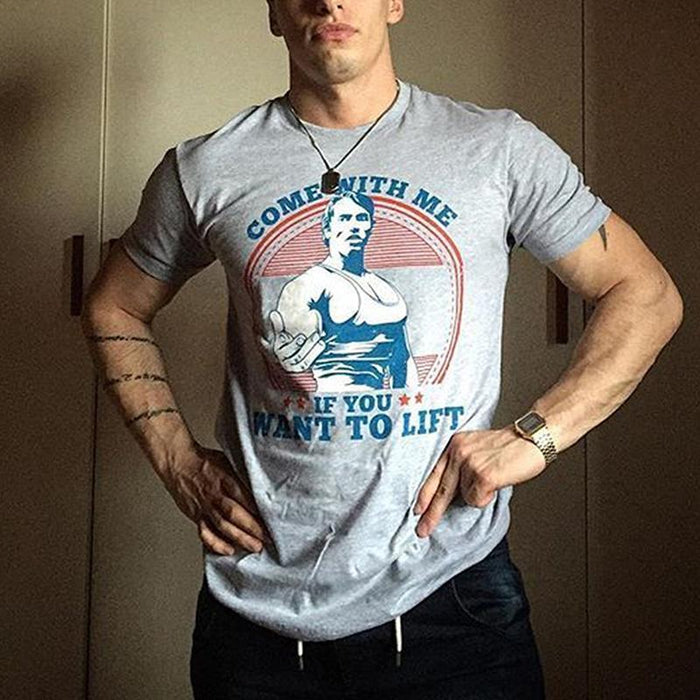 Men's Casual Sports Fitness Printed Short-sleeved T-shirt