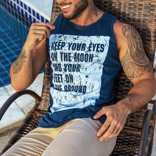 Men's Casual Fashion Printed Sleeveless T-shirt