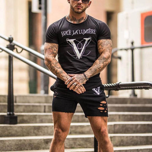 Men's Casual Sports Printed Short-sleeved T-shirt