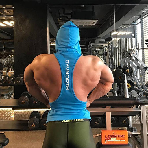 Men's Casual Sports Hooded Printed Sleeveless Vest T-shirt