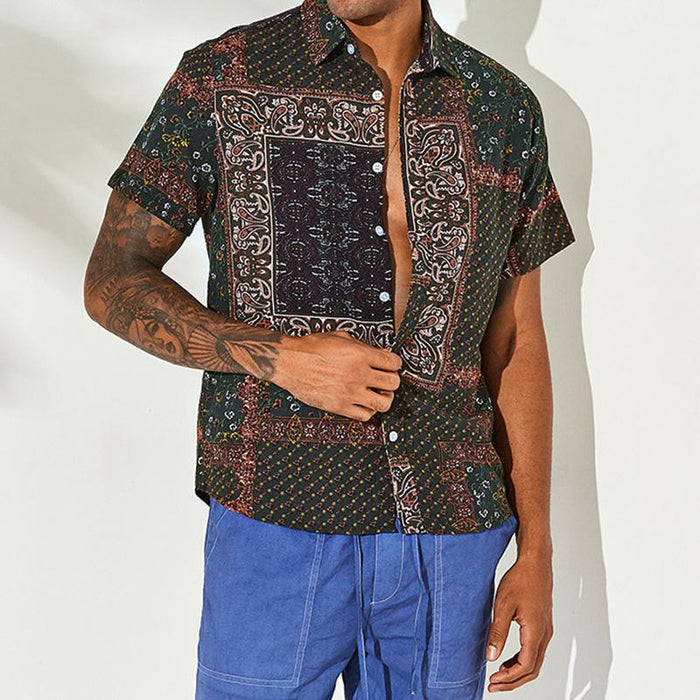 Men'S Loose Lapel Hawaiian Short Sleeve Shirt
