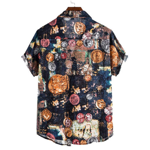 Men'S Fashion Personality Printed Short-Sleeved Shirt