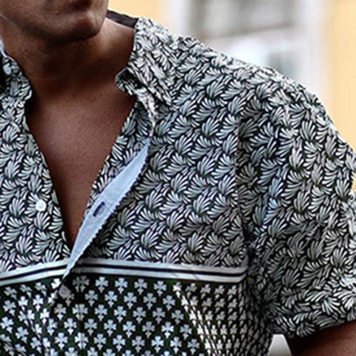 Men'S Fashion Temperament Printed Short-Sleeved Shirt