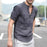 Men Striped Short Sleeves Blouse Shirt