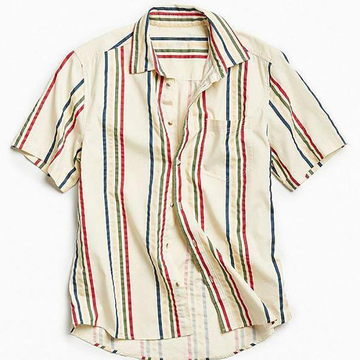Men Casual Short Sleeeves Striped Shirt