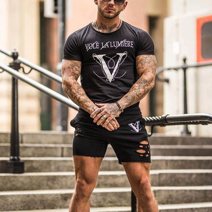 Men's Casual Sports Printed Short-sleeved T-shirt