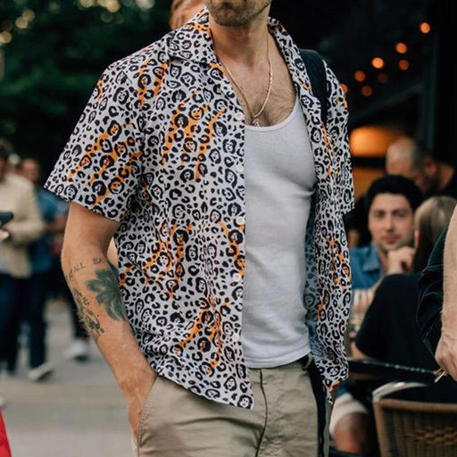 Men Street Style Leopard Printed Shirt