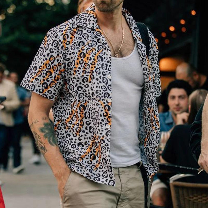 Men Street Style Leopard Printed Shirt