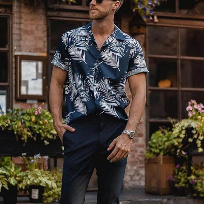 Print Lapel Resort Beach Men's Tops