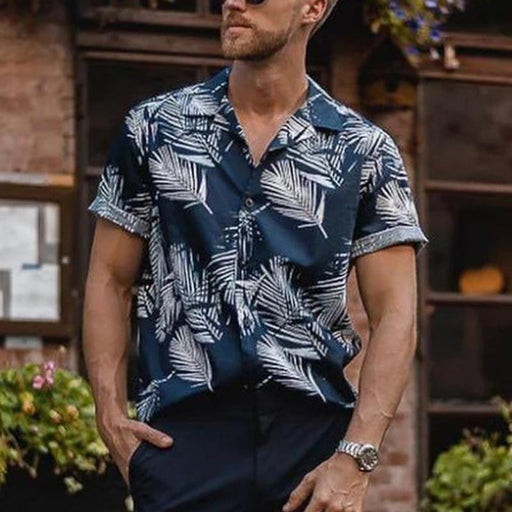 Print Lapel Resort Beach Men's Tops
