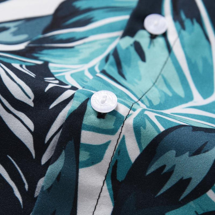 Men'S Casual Printed Lapel Short Sleeve Shirt