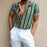 Men Casual Striped Short Sleeves Lapel Shirt