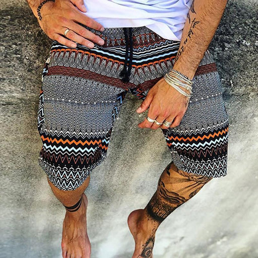 Loose Five-Point Print Beach Men's Shorts