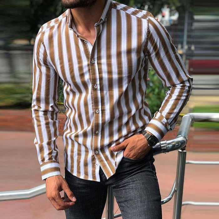 Striped Street Shot Retro Casual Shirt