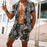 Men's Casual Holiday Printed Shirt Shorts Two-piece Suit
