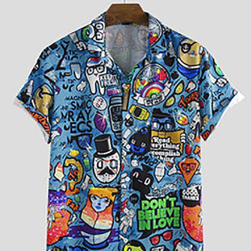 Men's Casual Graffiti Printed Short-Sleeved Shirt