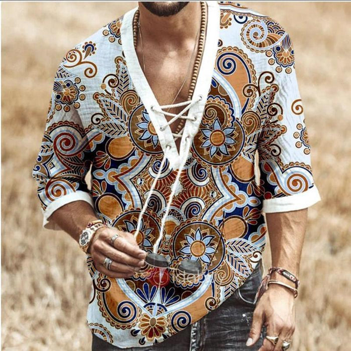 Lace-Up Printed Shirt