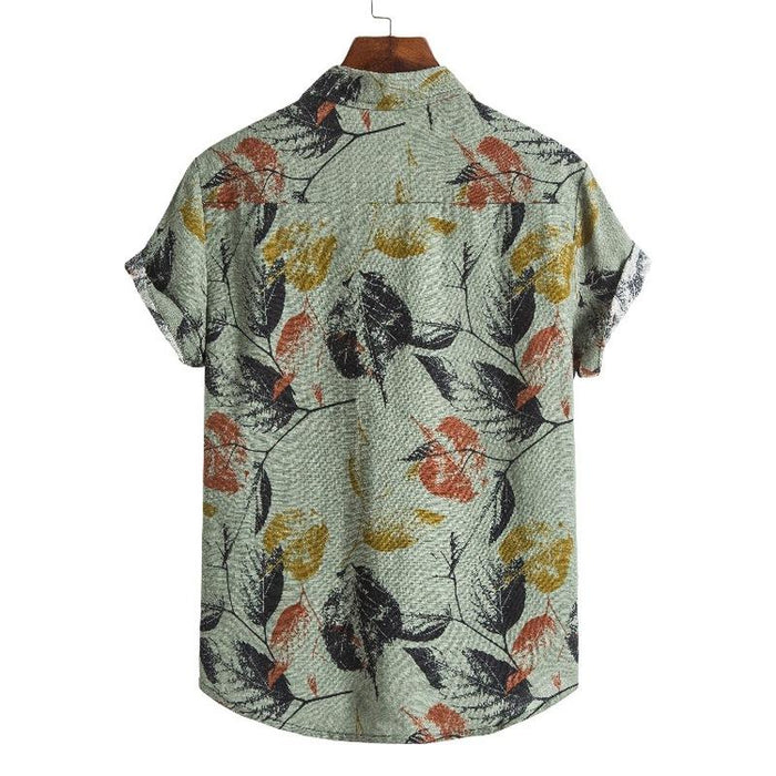 Men'S Summer Ethnic Short-Sleeved Printed Shirt