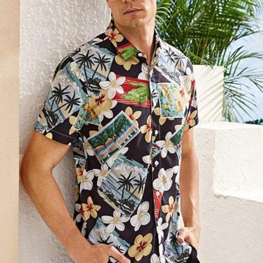 Men'S Printed Button Hawaiian Short Sleeve Shirt