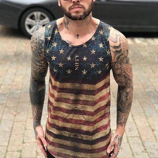 Men's Fashion Vintage Flag Printed Vest