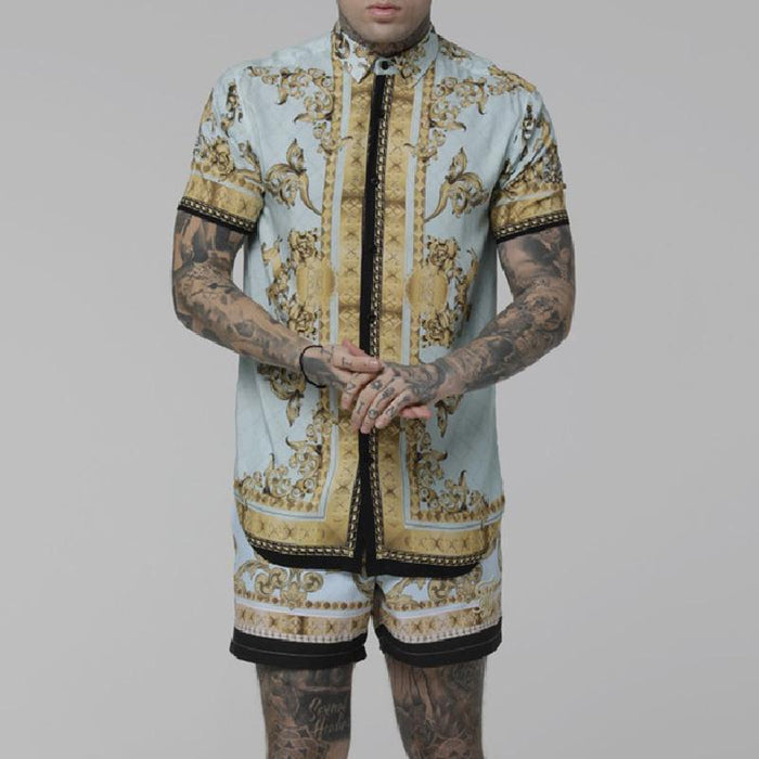 Men's Printed Casual Wear Two-piece Suit