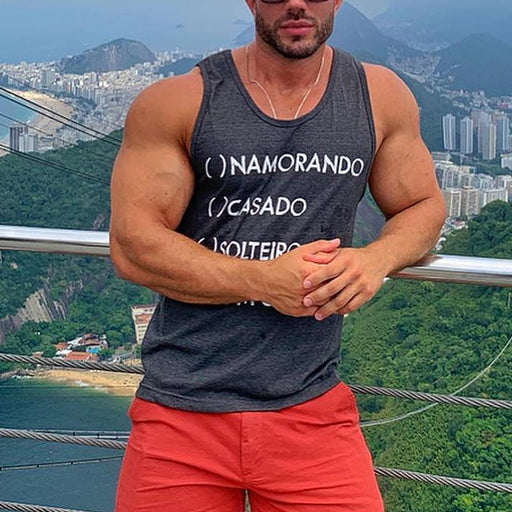 Men's Casual Fashion Printed Sleeveless T-shirt