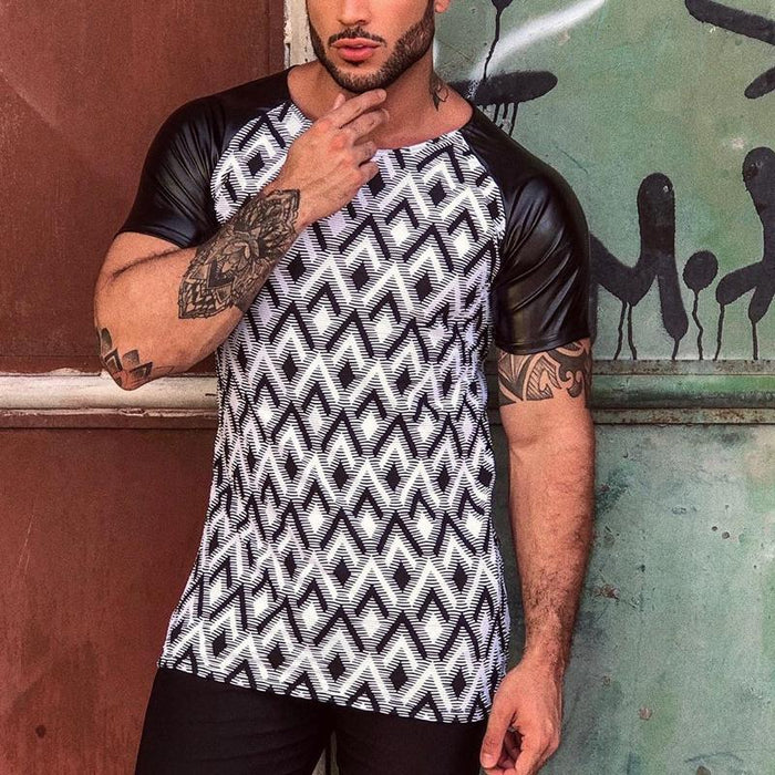 Men's Casual Fashion Printed Short-sleeved T-shirt