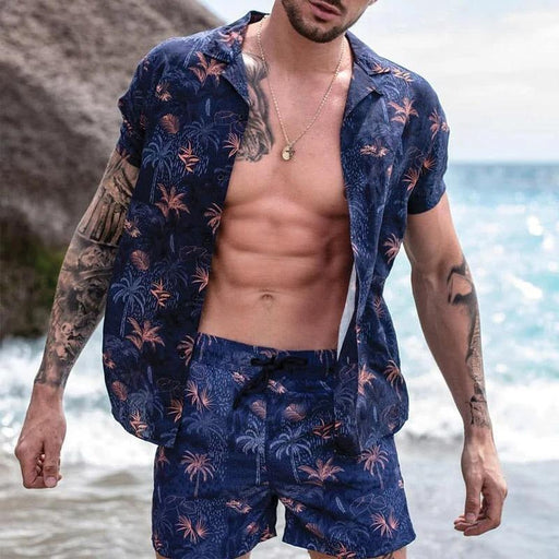 Men Hawaii Style Short Sleeves Two-Piece Sets
