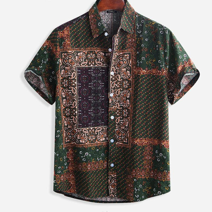 Men'S Loose Lapel Hawaiian Short Sleeve Shirt