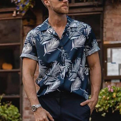 Print Lapel Resort Beach Men's Tops