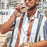 Men'S Striped Lapel Button Short Sleeve Shirt