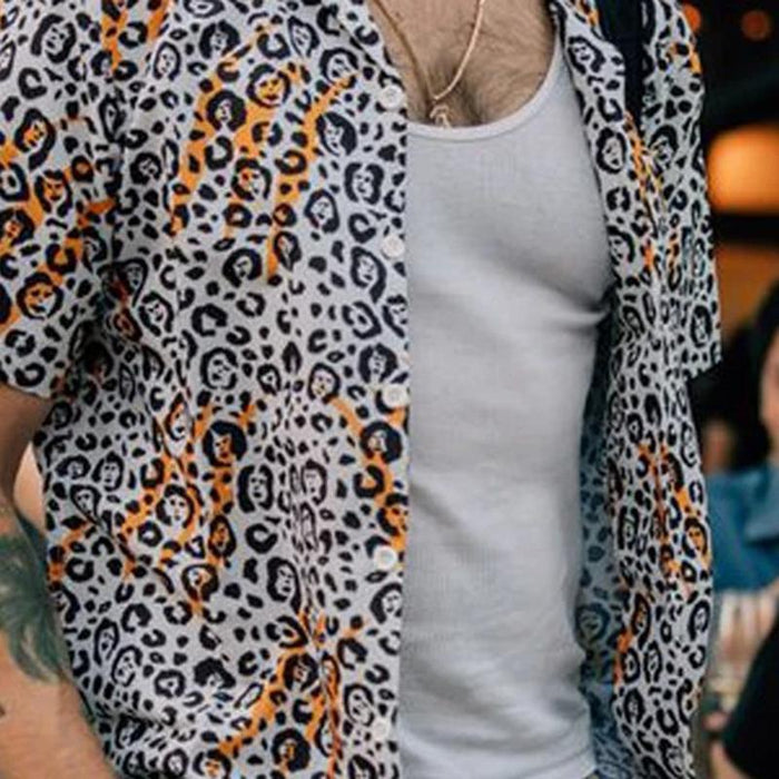 Men Street Style Leopard Printed Shirt
