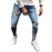 Men's Ripped Plaid Skinny Stretch Distressed Jeans